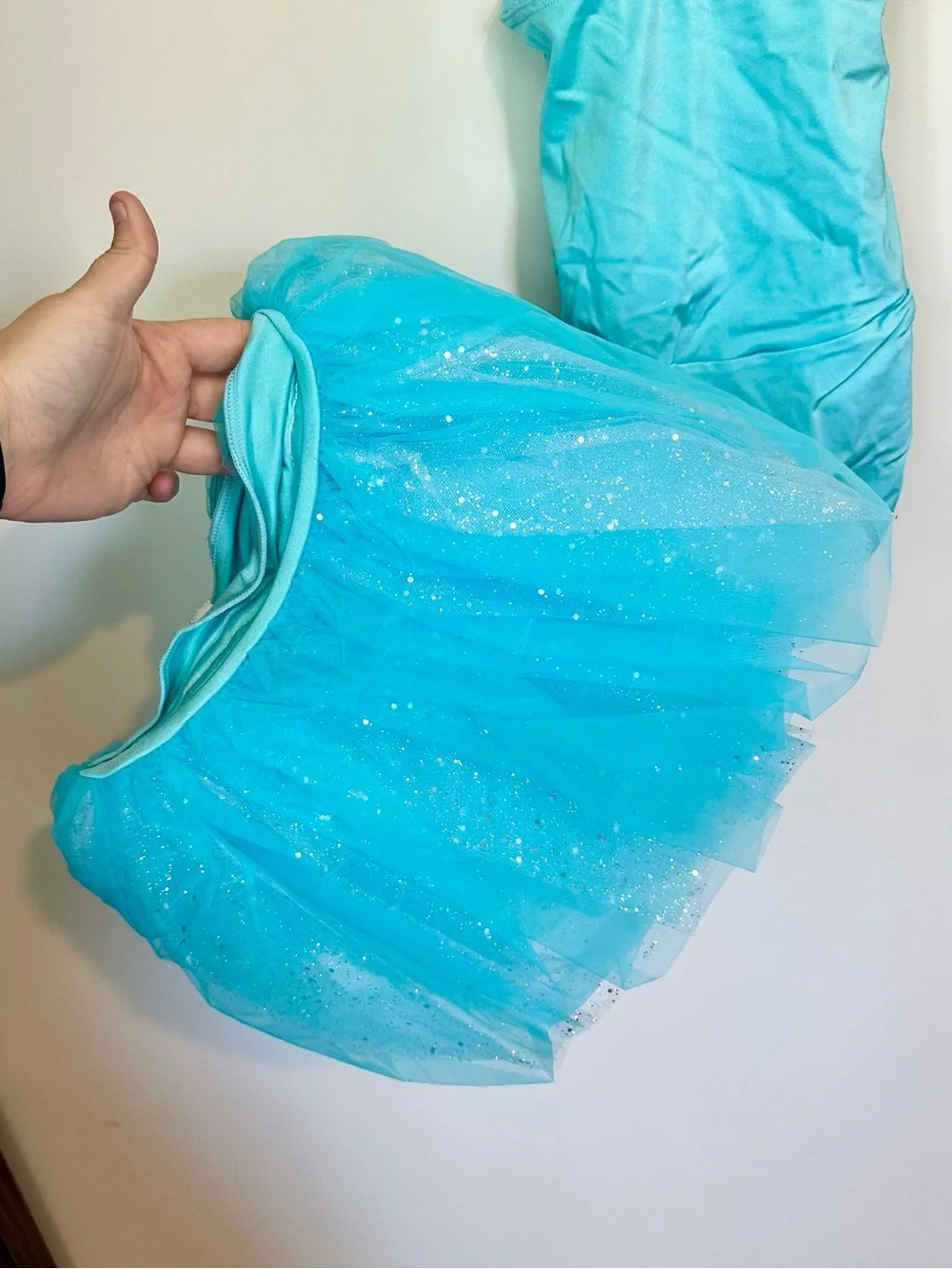 Dancing on Air Sparkling Aqua Fringe and Tutu Dance Costume - Size: LC